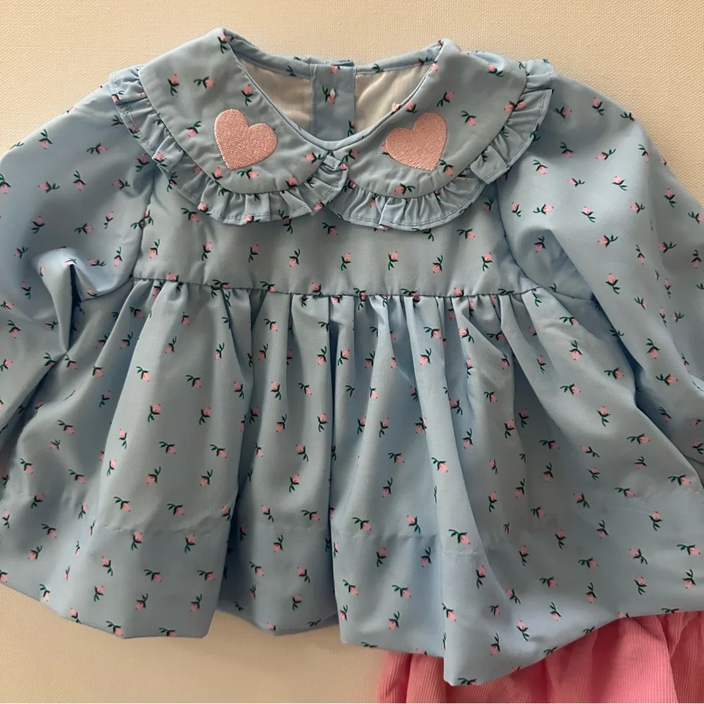 Cecil and Lou 6 Months Baby Girl Floral Top & Pink Short Set Outfit